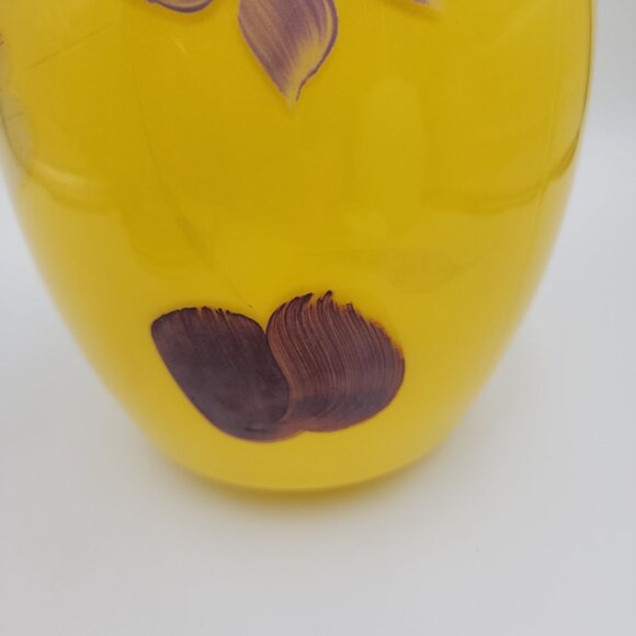 Bartlett Collins Yellow Handpainted Glass Cookie Jar MCM Handpainted VTG 9.5 in - Picture 6 of 16